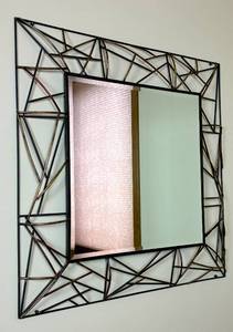 lot 42 image: Three Hands Corp. Metal Frame Wall Mirror