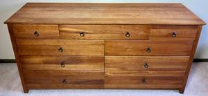 lot 82 image: 9 Drawer Cherry Stained Lowboy Dresser