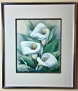 lot 104 image: Kathryn Mullins 1998 Artpiece of Calla Lillies