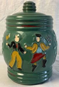 lot 36 image: Red Wing Pottery Dancing Peasants Jar with Lid