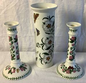 lot 47 image: Portmeirion Botanic Garden Vase and Candle Holders