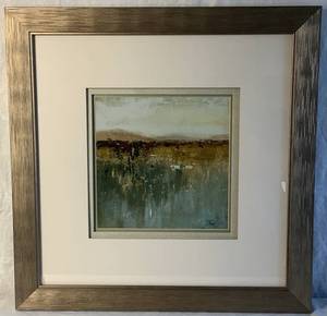 lot 130 image: Antique Contemporary I by Pinto Framed Print with Metallic Wood Grain Frame