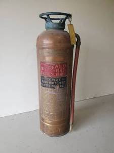 lot 5 image: Awesome Copper and Brass Buffalo Fire Extinguisher Awesome Color