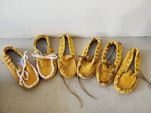 lot 88 image: Lot of 3 Pair of Elks Thank Veterans Moccasins one pair shows light wear the rest have never been worn