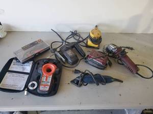 lot 111 image: Hand Held Tools  Sanders, Jig Saw, Stud Finder, And More