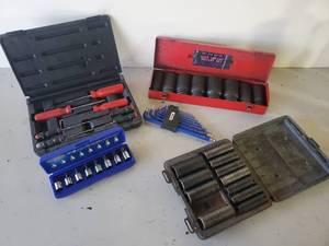 lot 119 image: Various Lot of Tools  Deep impack Socket Set, Titan Allen Wrench Set, Screw Drivers and more