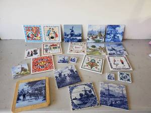 lot 121 image: Various Tile Lot  Made in Holland Hand decorated By Ter Steege bv, Delft, and others