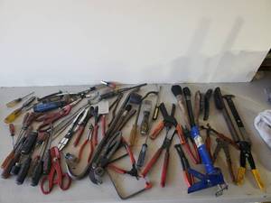 lot 126 image: If you need a tool this is your lot  Various items Gallore Scrappers, Crowbars, Pliers Hand Saws you name it