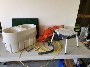 lot 140 image: Pet Lot,Raised  waterfood Bowl, Lifevest, Spike Collar and more