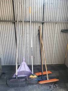 lot 159 image: Yard Tool Lot Rakes  and others