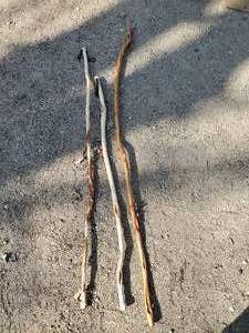 lot 184 image: 3 Handmade Handcarved Walking Sticks one with Carved Face in it
