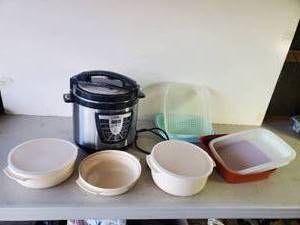 lot 241 image: XL Power Pressure Cooker, Tupperware Microwave Dishes and Containers