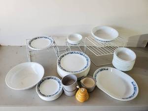 lot 256 image: Lot of Corningware Dishes, Plates Bowls Saucers With a variety of sizes and more