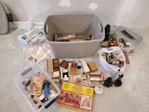 lot 271 image: Doll House Furniture and Accessories Lot Most is new with PackagingBoxes and Realife Miniatures Wood Funiture Kit