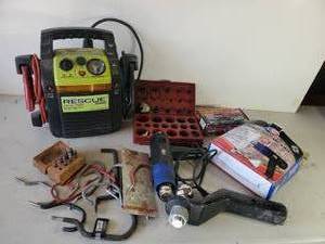lot 301 image: Rescue Jump Pack, Ball Hitch, O-Ring Assortment, infared Thermometer with Laser and more