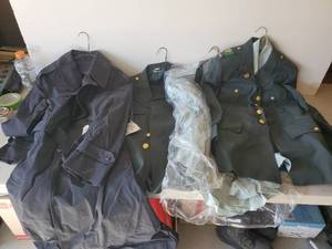 lot 315 image: Lot of Dress military Uniforms Never Worn and Black Military Trench Coat also New with Tags Size 40S