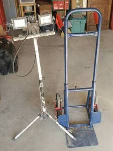 lot 328 image: High end 2 Wheel Dollie and Halogen Mechanic Garage Light