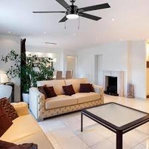 lot 19 image: Hampton Bay 52 in. Corwin IndoorOutdoor Matte Black LED Ceiling Fan with Light Kit    Customer Returns See Pictures