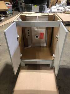 lot 3 image: 25 in. Single Sink Pearl Gray Bath Vanity with White Cultured Marble Top (Assembled) Damaged  Customer Returns See Pictures