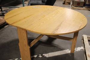 lot 32 image: Wooden Drop-Leaf Dining Table with Natural Finish