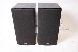 lot B-65 image: Pair of Klipsch SB 1 Black Speakers - 8 Ohms Impedance