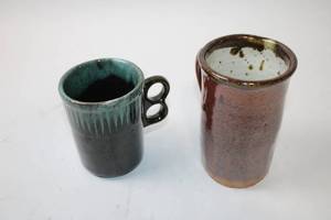 lot 123 image: Pair of Handmade Ceramic Mugs with Unique Glaze