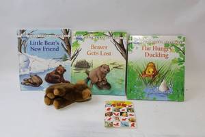 lot 183 image: Little Animal Adventures Book Set with Plush Bear Toy