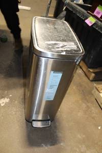 lot 208 image: Stainless Steel 11.8 Gallon Trash Can with Removable Liner