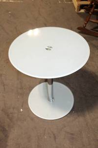 lot 216 image: Glass Top Round Side Table with Metal Base