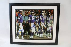 Framed Autographed Purple People Eaters Vikings Players Photo with Certificate of Authenticity