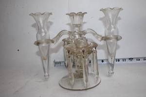 lot 224 image: Vintage Glass Candelabra with Ornate Design