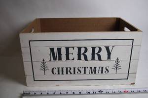lot 226 image: Festive Wooden Merry Christmas Storage Box with Cutout Handles