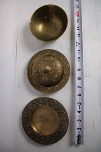 lot 229 image: Set of 3 Engraved Brass Bowls with Victorian Design