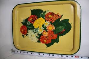 lot 230 image: Set of 10 Vintage Floral Metal Serving Trays