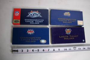lot 233 image: Set of 4 NFL Super Bowl Commemorative Lucite Ticket Holders