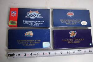 lot 234 image: Set of 4 Super Bowl Commemorative Lucite Ticket Holders