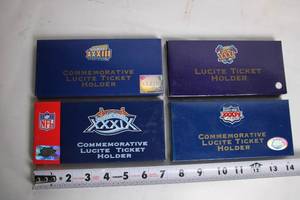 lot 236 image: Set of 4 Commemorative Lucite Super Bowl Ticket Holders