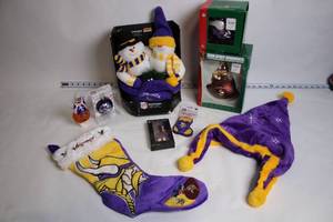 lot 243 image: Minnesota Vikings NFL Themed Holiday Decor Collection