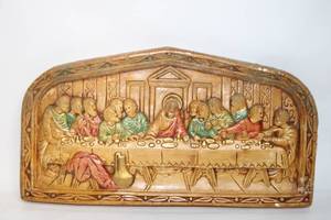 lot 261 image: Large Wall Plaque Featuring The Last Supper Relief
