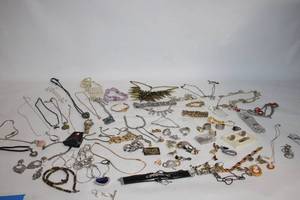 Large Assorted Costume Jewelry Lot Including Necklaces, Bracelets, and Earrings