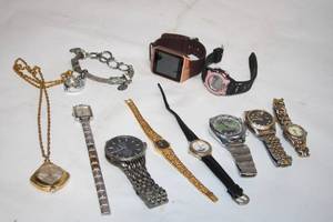 Collection of Watches Including Smart Watches and Vintage Styles