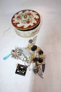 lot 279 image: Assorted Fashion Jewelry Collection with Decorative Storage Box