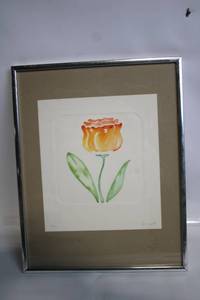 lot 317 image: Framed Watercolor Tulip Artwork by Ferragati