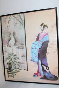 lot 322 image: Framed Japanese Geisha Artwork by T. Richard