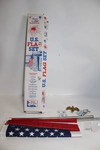 lot 375 image: Complete U.S. Flag Set with Pole and Mounting Bracket