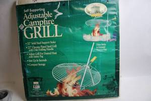 lot 445 image: Self-Supporting Adjustable Campfire Grill with 22 Chrome Plated Steel Grill