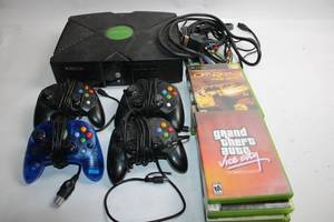 lot 449 image: Original Xbox Console with 4 Controllers and 8 Games