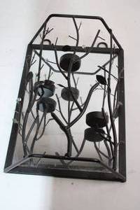 lot 461 image: Decorative Wall Sconce Candle Holder with Mirror and Leaf Design