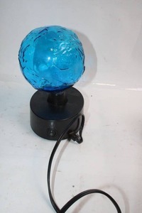 lot 462 image: Blue Glass Orb Table Lamp with Black Base