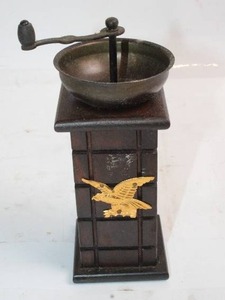 lot 480 image: Vintage Cast Iron Coffee Grinder with Eagle Emblem